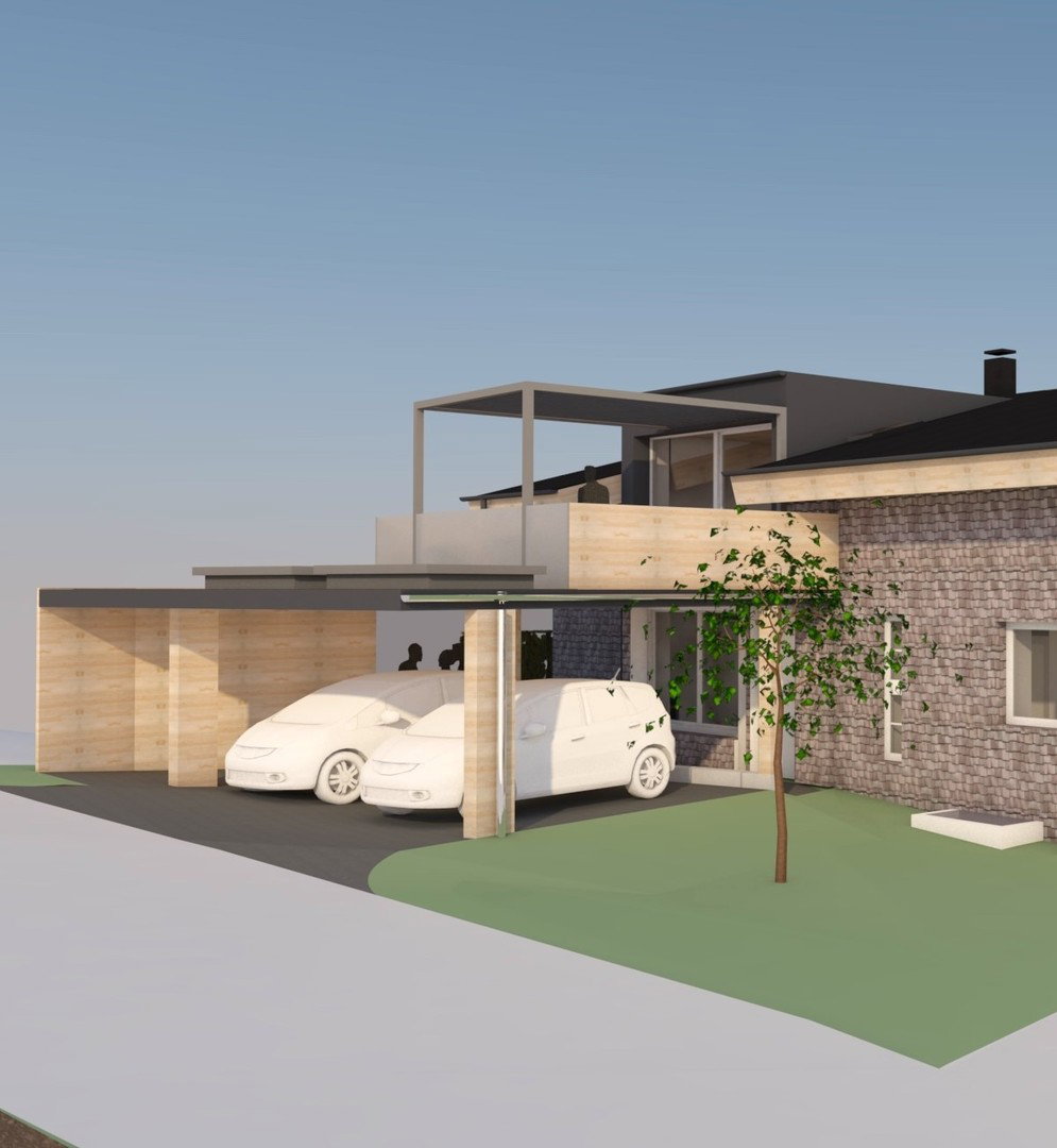Hauhälfte Eingang mit Carport