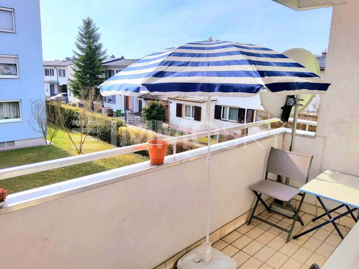 Süd Balkon mit Blick ins Grüne