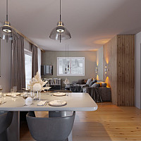 Wohnraum Tisch gedreht